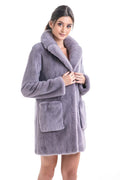 Gray Cozy Genuine Mink Fur Coat-0