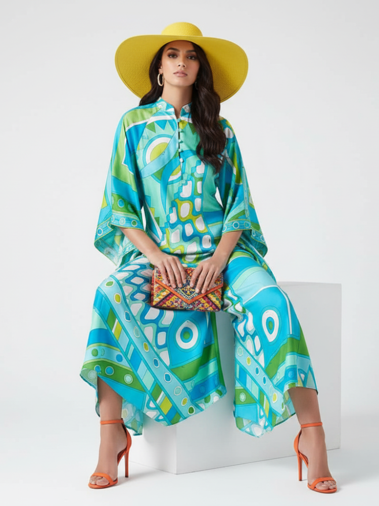 Printed Long Dress, Greenwich Village | Women - BYMANYC ® New York-1